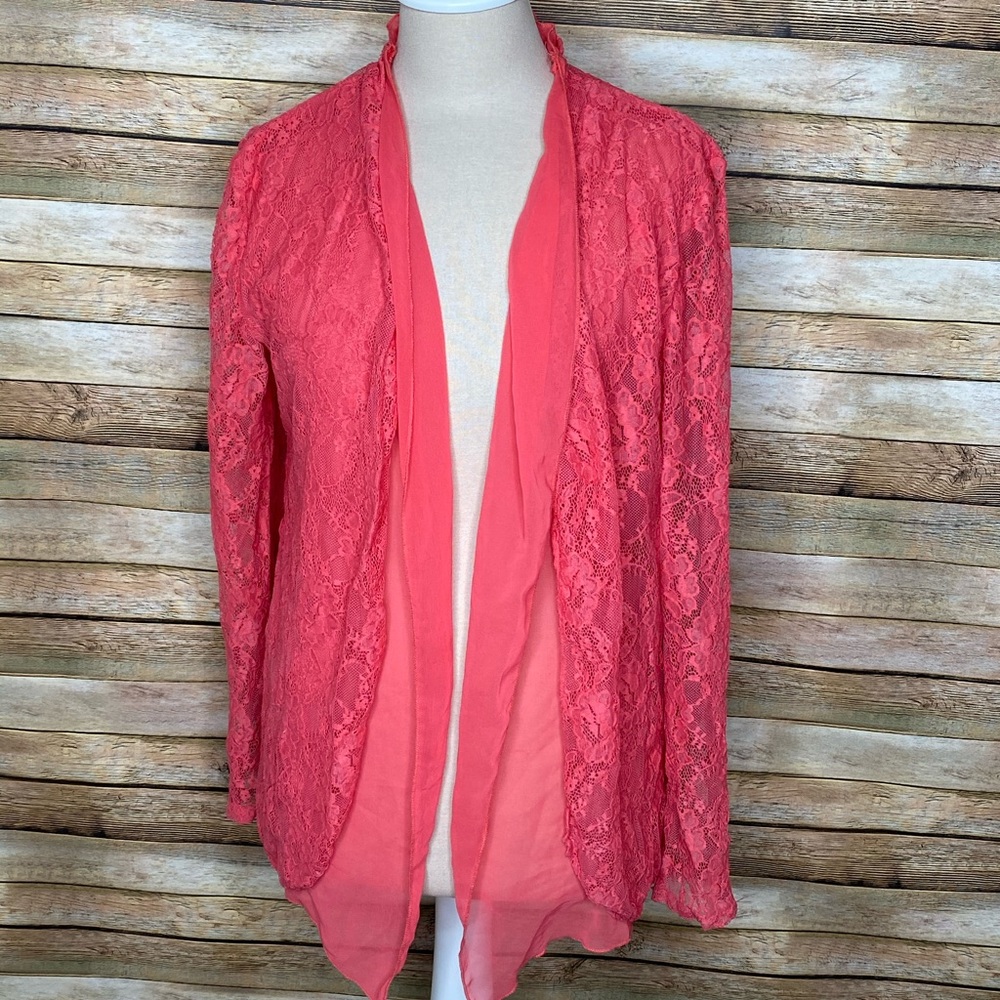 Lace Light Cardigan| Coral| Size L
